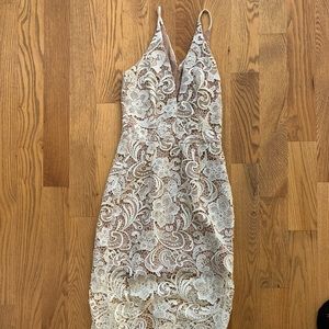 Dress the population lace overlay dress